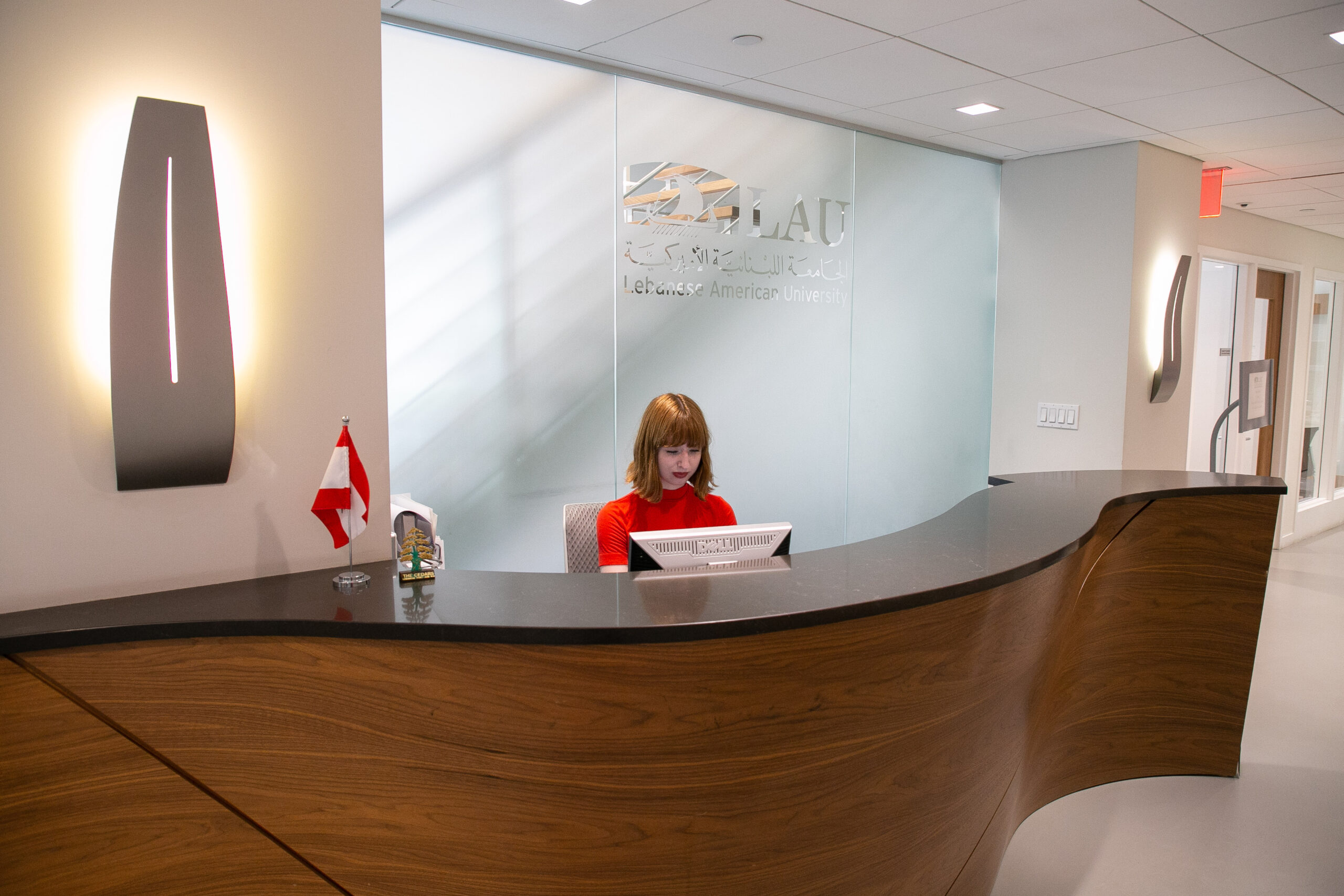 Reception and student support area at the LAU New York campus